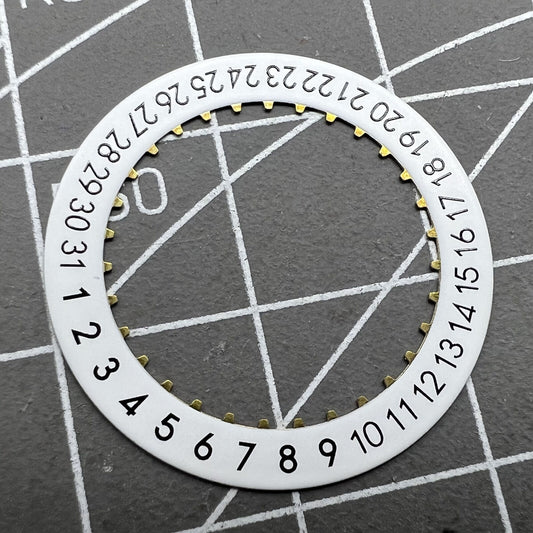 OM Font Date Disk featuring clear date wheel for ETA 2824 Date At 6 watch movement, precise replacement part.