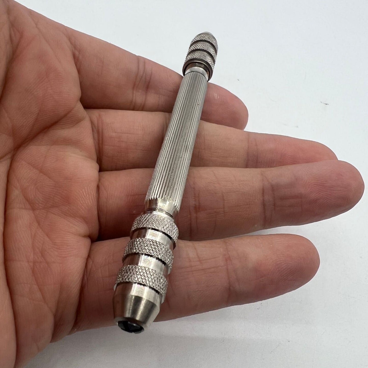 Swiss Bergeon 5679 Pin Vice tool for precise watch repairs with adjustable openings 0-1.5mm and 1.9-3mm.