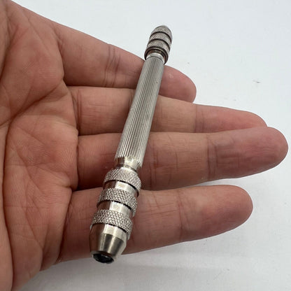 Swiss Bergeon 5679 Pin Vice tool for precise watch repairs with adjustable openings 0-1.5mm and 1.9-3mm.