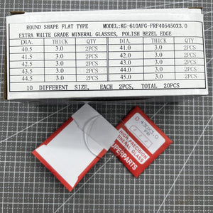 20pcs 3.0mm Thick Flat 40.5-45mm Round Watch Glass Mineral Crystal Replacement