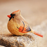 Handmade Couple Male+Female Main Cardinal Wooden Figurine Sculpture Decorative