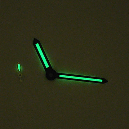 2 Sets/Pack 14mm Green Lume Black Trim Hands for ST3600/ST3620 ETA6497/6498