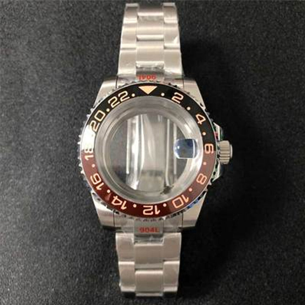 Transparent 40MM sapphire glass watch case with strap for NH35/NH36, available in 22 colors, premium quality.