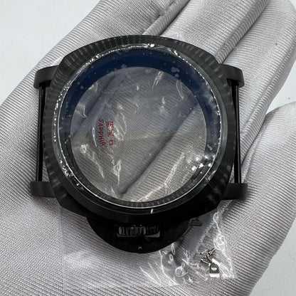 44mm black sapphire glass watch case by 316L steel, fits Seagull ST3600/ST3621 & ETA6497/6498 movements.