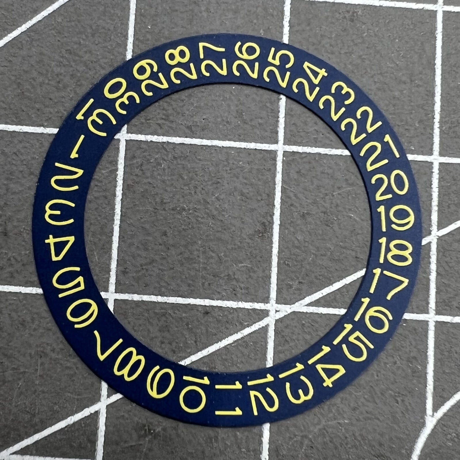 Denim blue background with yellow font disk date wheel for Miyota NH35 NH36 movement accessories.