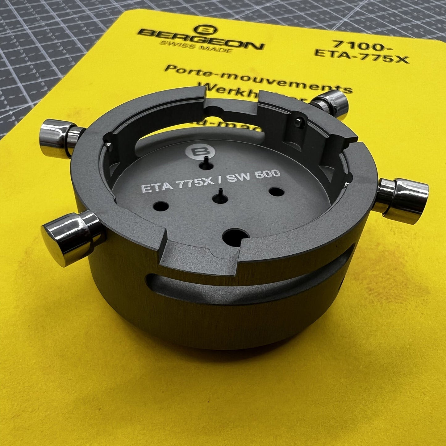 Swiss Bergeon 7100-ETA-775X watch movement holder for ETA 7750-7758 and SW500 series, precision tool