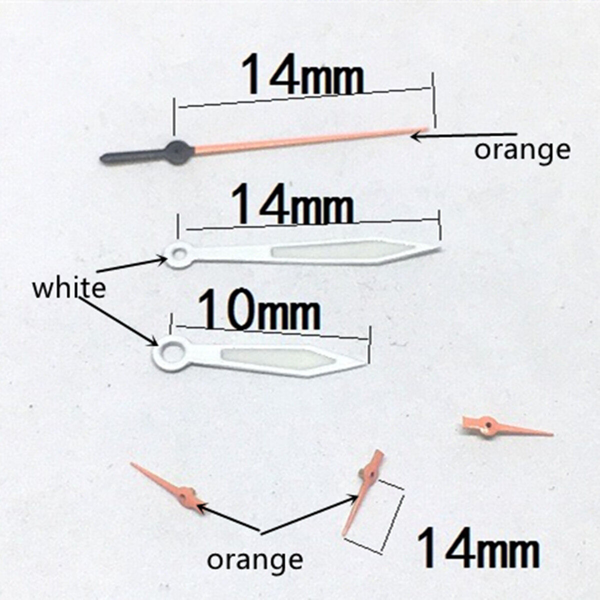 14mm orange and white second hand for Miyota OS series watches, precise timing accessory.