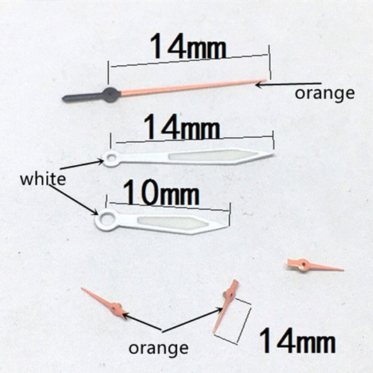 14mm orange and white second hand for Miyota OS series watches, precise timing accessory.