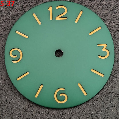 Green luminous watch dial designed for ST3600 ETA6497/6498 movement, perfect for custom watch builds.