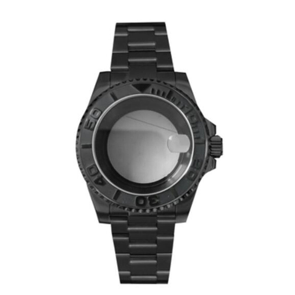 PVD Black SUB Watch Case+Strap 40mm Sapphire Glass 5ATM Waterproof for NH35/NH36