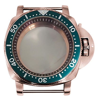 42 mm Mineralspiegel PVD Stahl Roségold Uhrengehäuse für NH35/NH36/4R/7S 