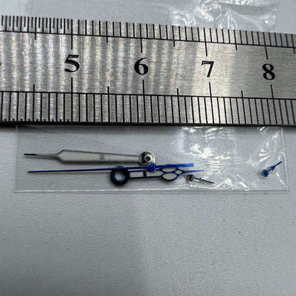 Blue trim green lume watch hands for Miyota OS10 and 0S10 movements, boosting style and readability.