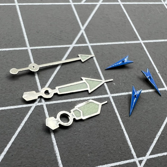 Blue luminous small second watch hand with silver trim for Miyota OS10 OS20 OS60 OS80 movements.
