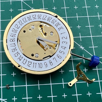 Swiss Made Ronda 5030D quartz watch movement with date display at 6 o'clock, perfect for watch repair.