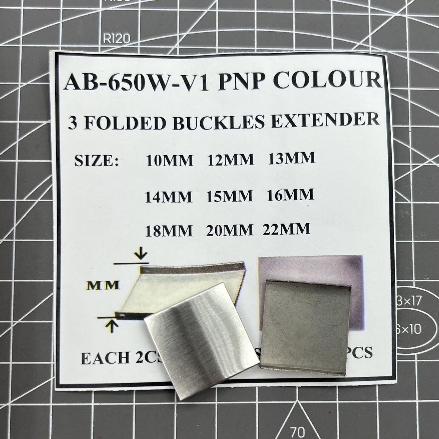 Silver 3-fold watch strap buckle extender, 9 sizes, 18 pieces for customizable bracelet fit and comfort