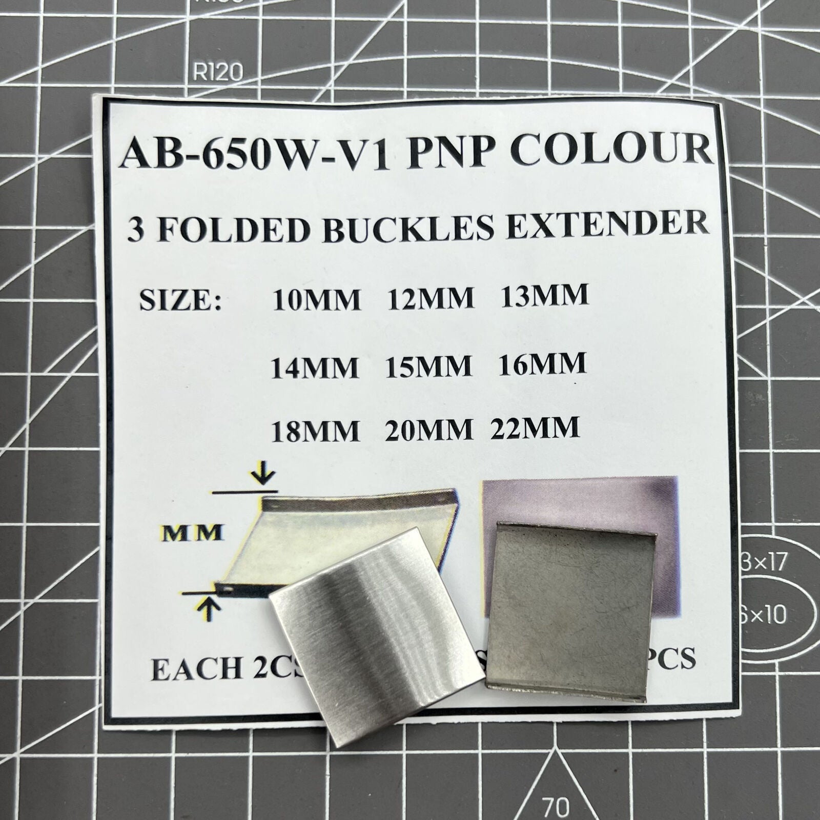 Silver 3-fold watch strap buckle extender, 9 sizes, 18 pieces for customizable bracelet fit and comfort