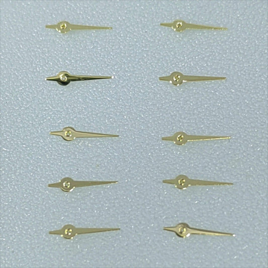 Lot de 10 petites aiguilles de seconde dorées à extrémité pointue de 4 mm pour mouvement Miyota OS10 OS20
