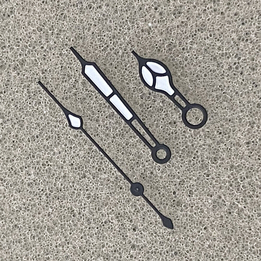 Green luminous watch hands with black and gold trim for NH35, NH36, 4R, and 7S movements.