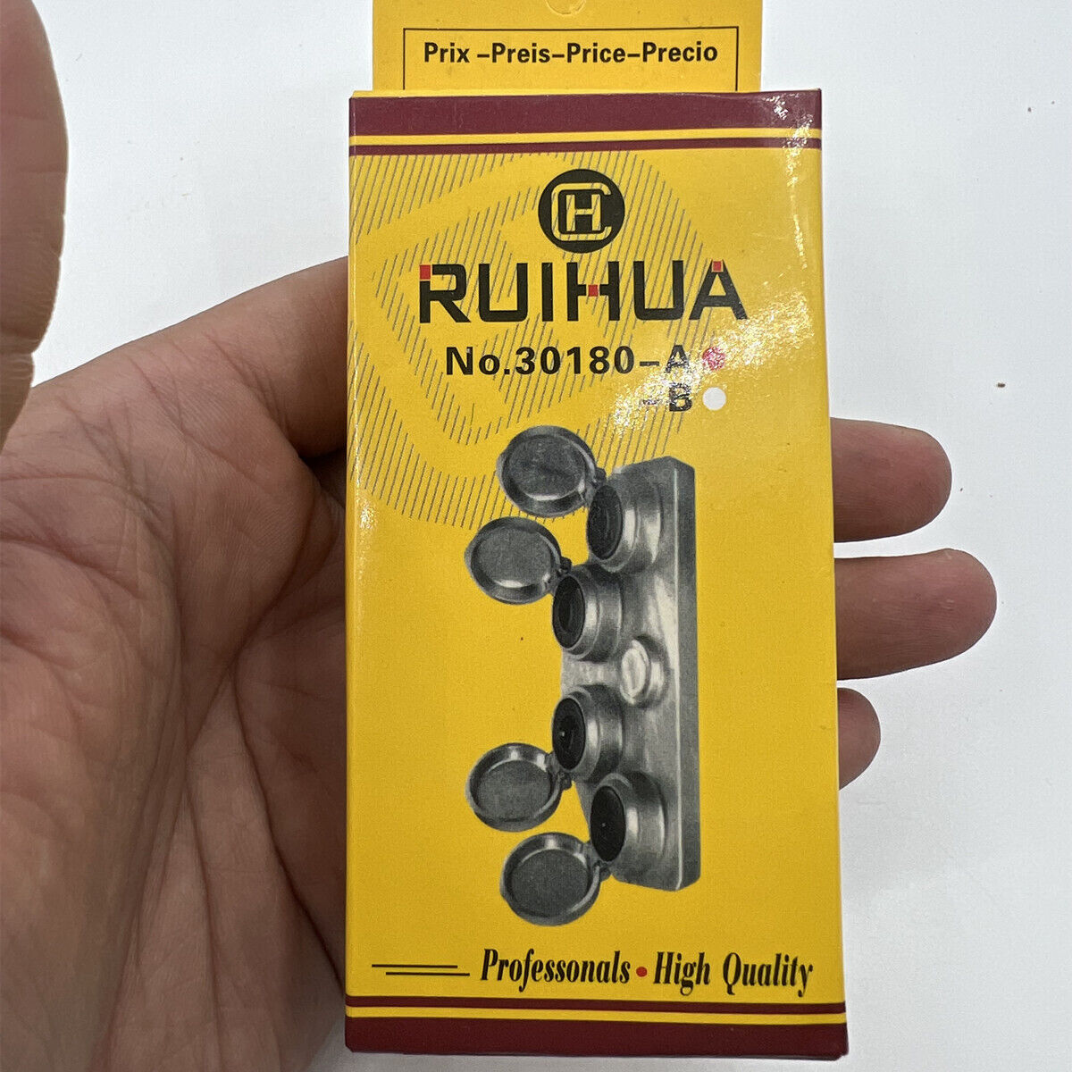 Die-cast alloy oil cups stand with 4 containers for watch repair, model 30180-A.