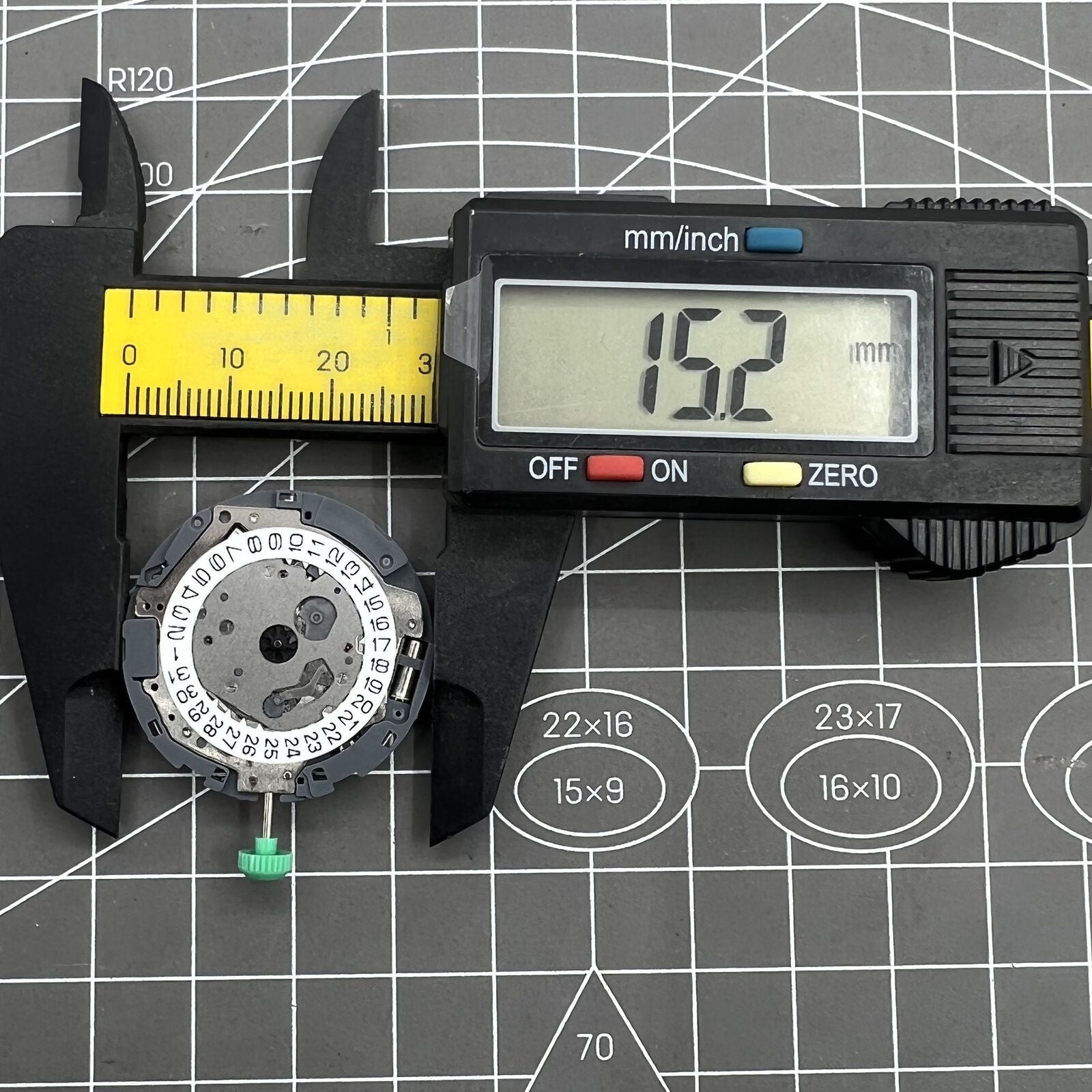 Miyota 0S11 quartz watch movement by Citizen, high-precision inner mechanism for reliable timekeeping.