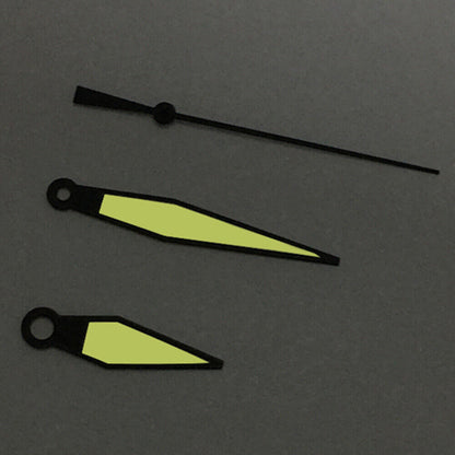 Diamond-shaped orange lume watch hands compatible with ETA2836/2846/2824/2846 movements, ideal for vintage watches.