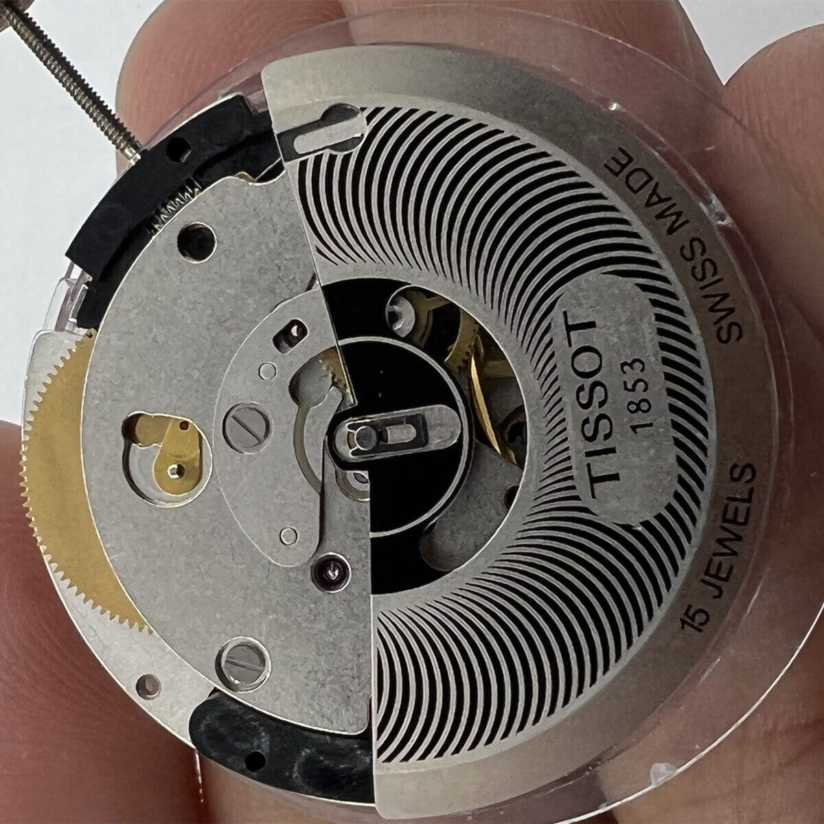 1853 Swiss Made ETA C01.211 chronograph movement with white dial, precise mechanical watch accessory.