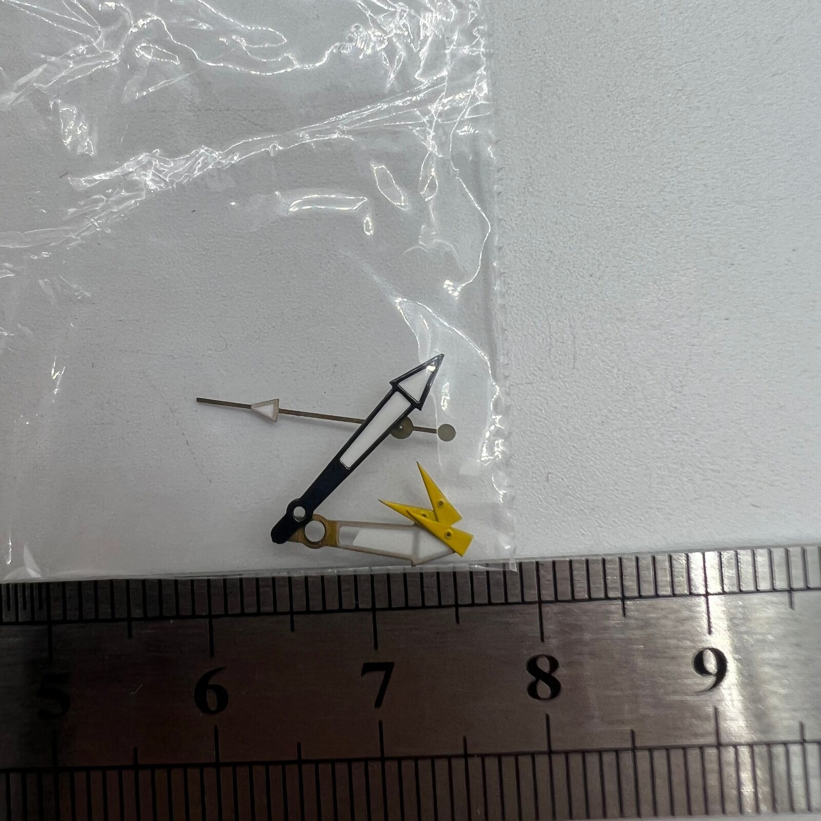 Yellow small second hand with black trim for Miyota OS10 OS20 OS60 OS80 watches, precise watch accessory.