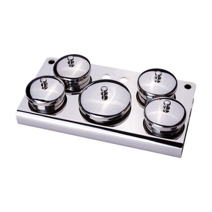 Stainless steel watch oil washing jar by 5 Jars, essential for precise watchmaker repairs and maintenance.