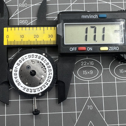 Miyota 6S20 quartz watch movement with date at 3, small seconds at 6 and 9, precision timekeeping for durable watch accessories.