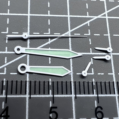 15mm weiß grün leuchtend Zeigersatz 6 Hände für ISA 8172 Quarzwerk