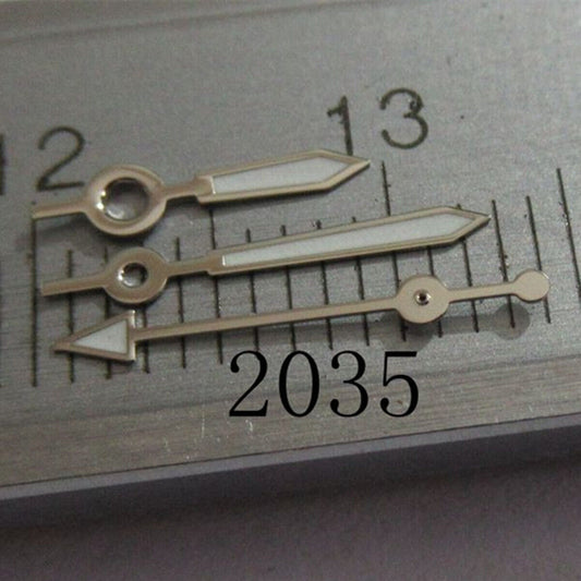 10mm silver-trimmed green luminous watch hand for Miyota 2035 series, precise and durable replacement