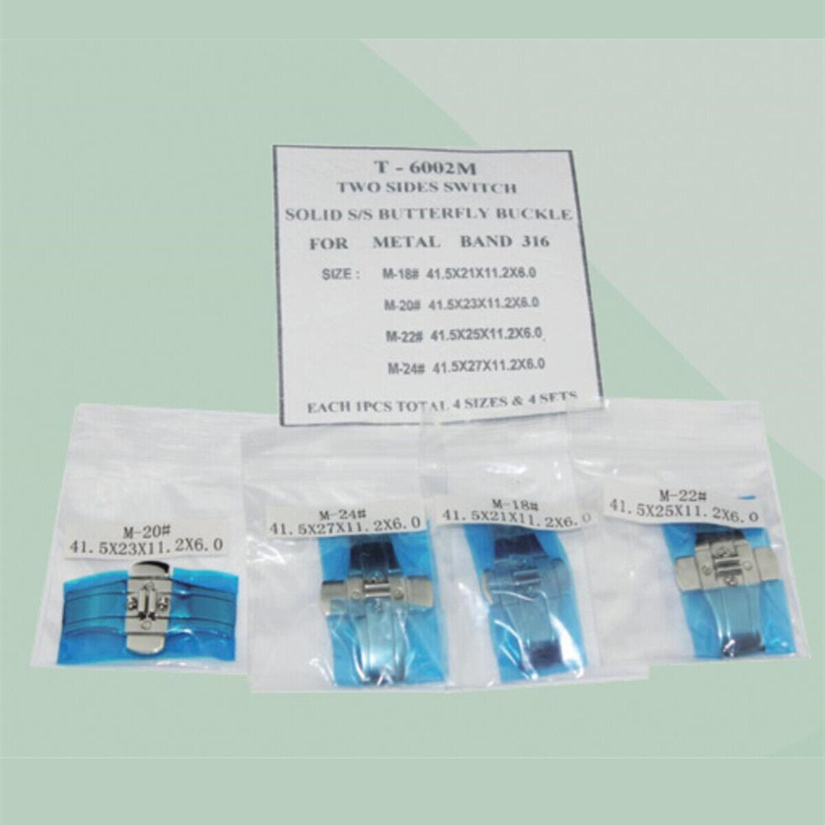 1. Solid 316 stainless steel butterfly buckle with two-side switch, perfect for metal watch bands.  