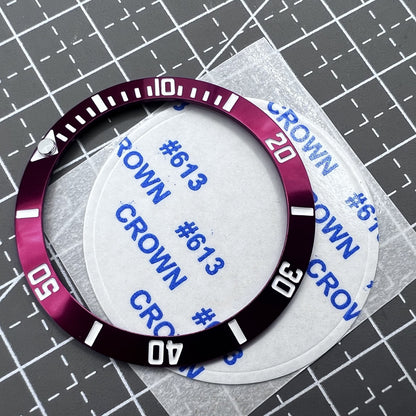 38mm Keramik Uhr Lünette Slope Rot Ring Silber Schrift Grün Leuchtend 