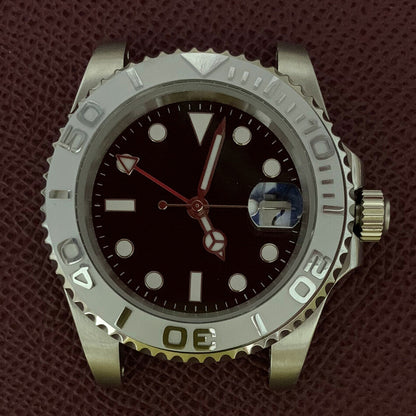 Boîtier de montre GMT 40 mm en acier inoxydable 3804 316L, verre saphir, aiguilles lumineuses