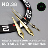 Arrow Shape Lume Golden Trim Watch Hands 14mm for Miyota NH35/NH36/NH38 Movement