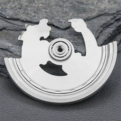 Steel silver dragon-carved rotor for NH35 NH36 watch movement, combining precision and elegant style.