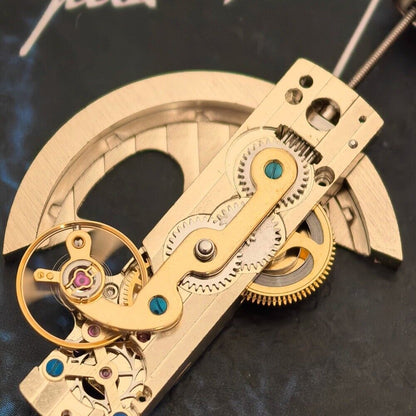 Silver Kunlun watch part with hollow automatic mechanical movement, crafted in China, for precise timekeeping.