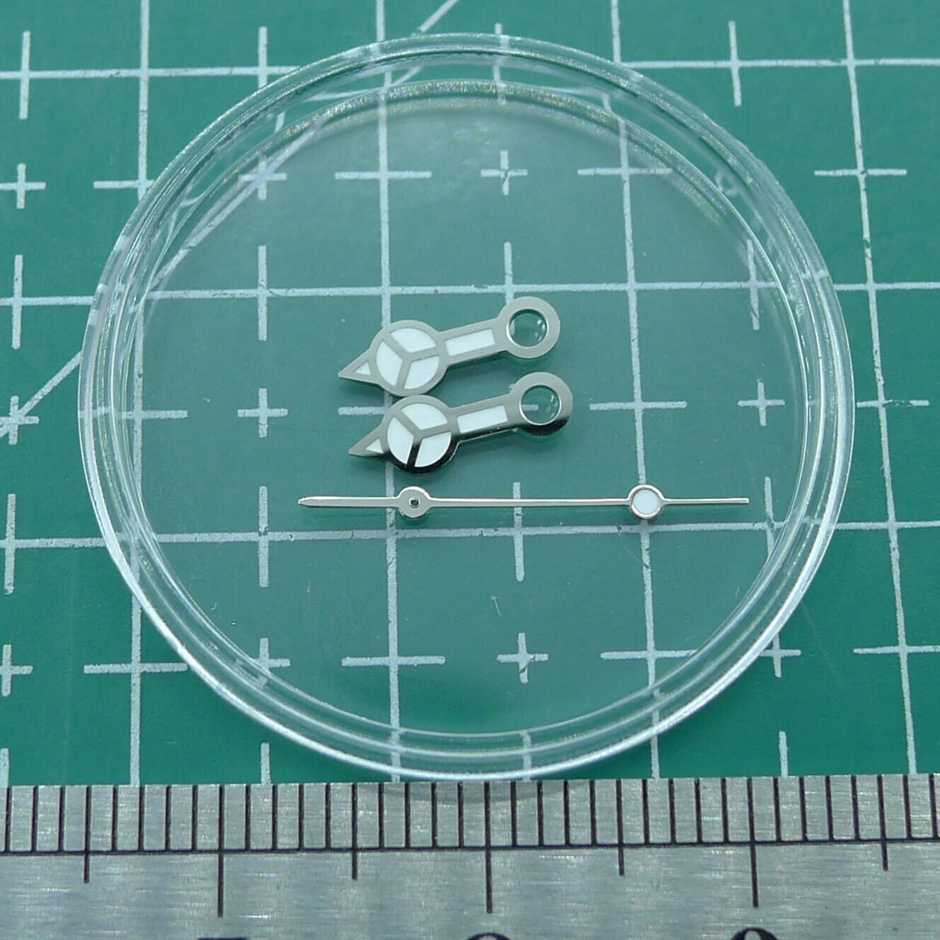 Green luminous watch hands for NH35A/NH36A movement, 7.75x12x13mm, precision design.