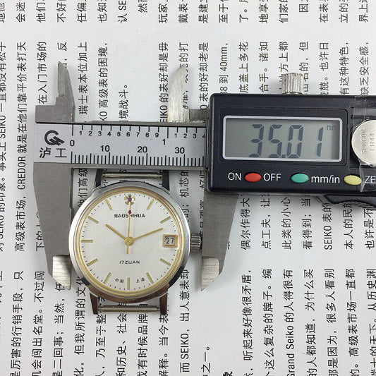 33mm Shanghai Manual Mechanical Watch with Single Calendar, 17 Jewels, Shock-Resistant, classic timepiece by Shanghai brand