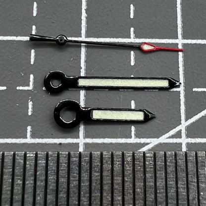 Green luminous 3 hands watch set with black trim for NH35/NH36/4R36 movements.