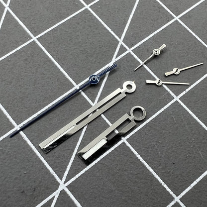 Luminous silver watch hands by Ronda for 5021D quartz movement, perfect for precise watch repairs.
