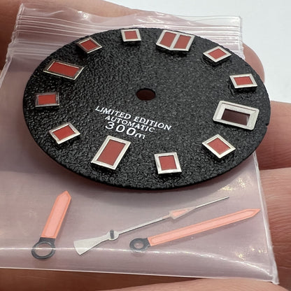 28.5mm luminous watch dial with hands, compatible with NH35 movement, ideal for watch repairs.