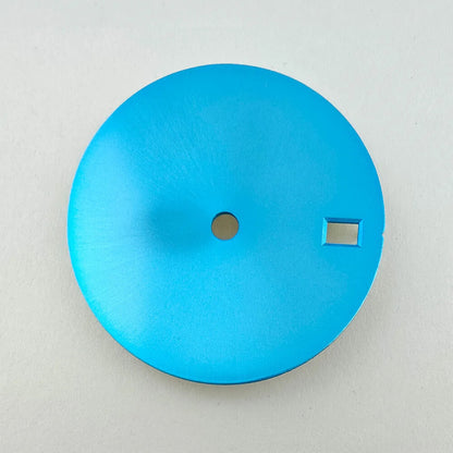 28.5mm solid color watch dial, metal design, no lume, fits NH35 movement, sleek accessory.
