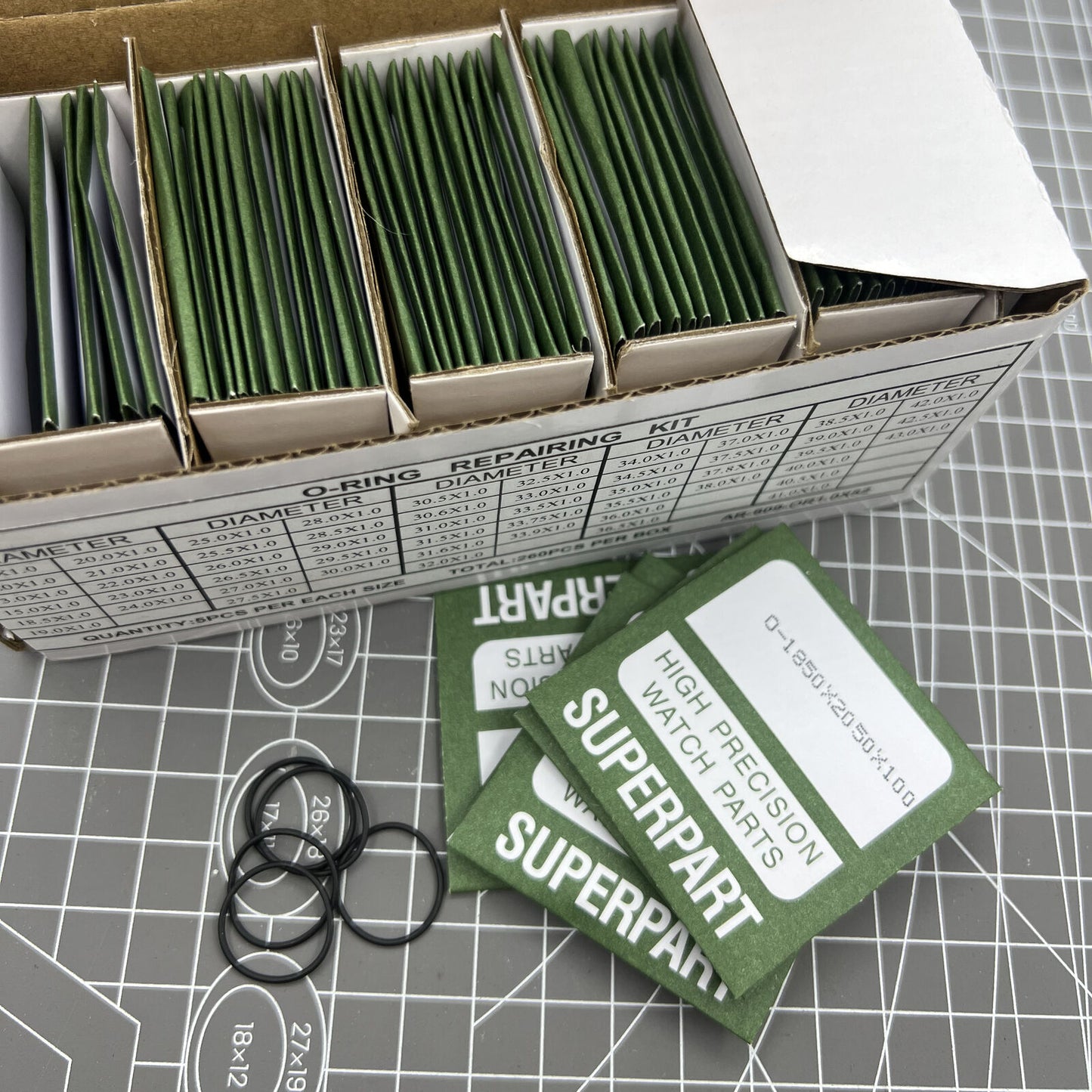 Kit de joints toriques étanches pour fond de montre, épaisseur 1,0 mm, 52 tailles, 260 pièces 