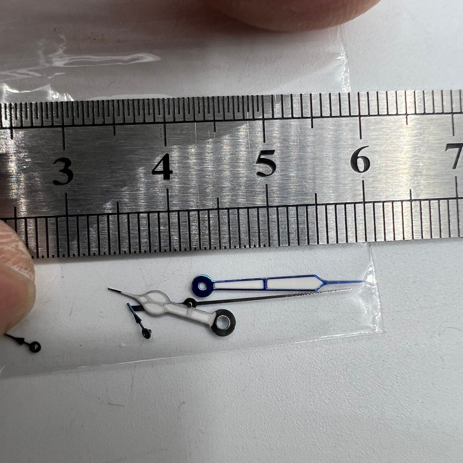 Blue trim green lume watch hands compatible with Miyota OS10 and 0S10 movements for enhanced style and visibility.