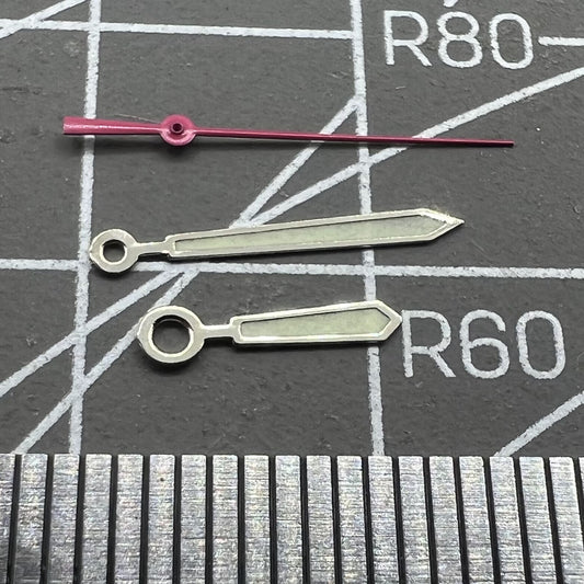 Aiguilles de montre luminescentes vertes argentées de 12,5 mm pour mouvement à quartz Ronda 515