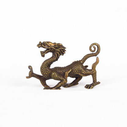 Solidna miedziana figurka smoka, białego tygrysa, Suzaku i bazaltu Cztery Duchy, ręcznie rzeźbiona