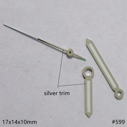 Silver 17mm luminous green watch hands set for Miyota 2035 2115 2105 2305.