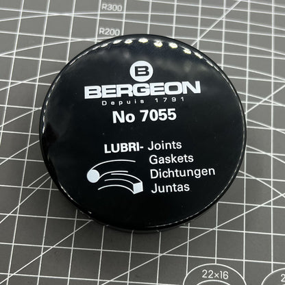 Swiss Bergeon 7055 lubricant for watch seals, ensuring gasket protection and smooth movement performance.