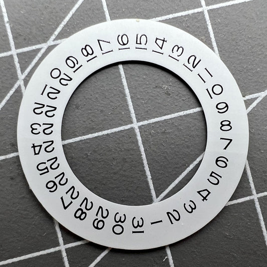 Thickening white date wheel overlay for ETA2824 watch movement, date display positioned at 3 o'clock.